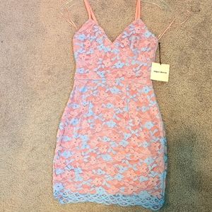 S super down lace mini dress
